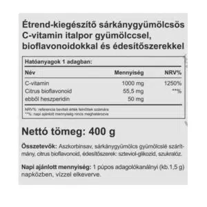Vitaking Instant C-vitamin 1000mg sárkánygyümölcs ízű italpor - 400g - Image 2 Vitaking Instant C-vitamin 1000mg sárkánygyümölcs ízű italpor - 400g - Image 2