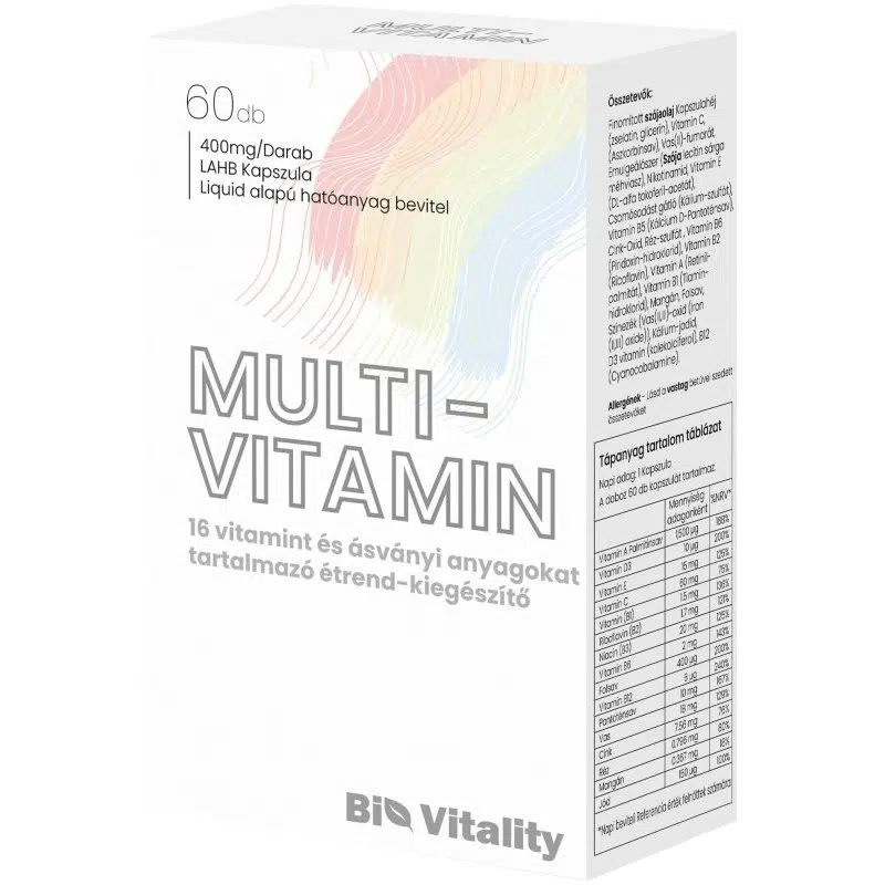 Bio Vitality Multi-vitamin lágyzselatin kapszula - 60db Bio Vitality Multi-vitamin lágyzselatin kapszula - 60db