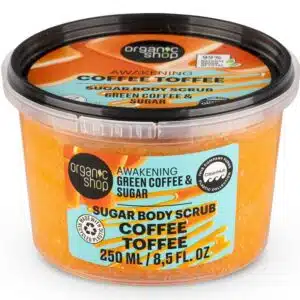 Organic Shop ''Kávékaramell'' Ébresztő testradír zöld kávéval és cukorral - 250ml