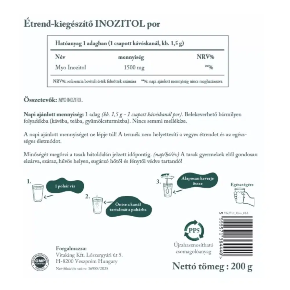 Vitaking Myo-Inozitol tasakos por Vitaking Myo-Inozitol tasakos por