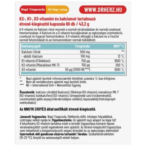 Dr. Herz K2-vitamin+K1+D3+Kálcium kapszula