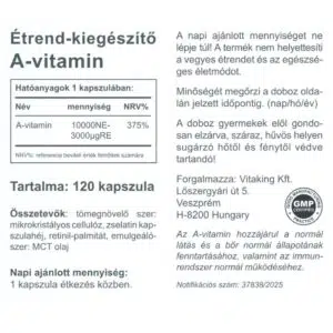 Vitaking A-10000NE vitamin kapszula - 120db - Image 2 Vitaking A-10000NE vitamin kapszula - 120db - Image 2
