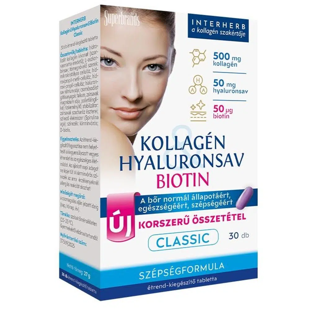 Interherb Kollagén Hyaluronsav Classic tabletta - 30db Interherb Kollagén Hyaluronsav Classic tabletta - 30db