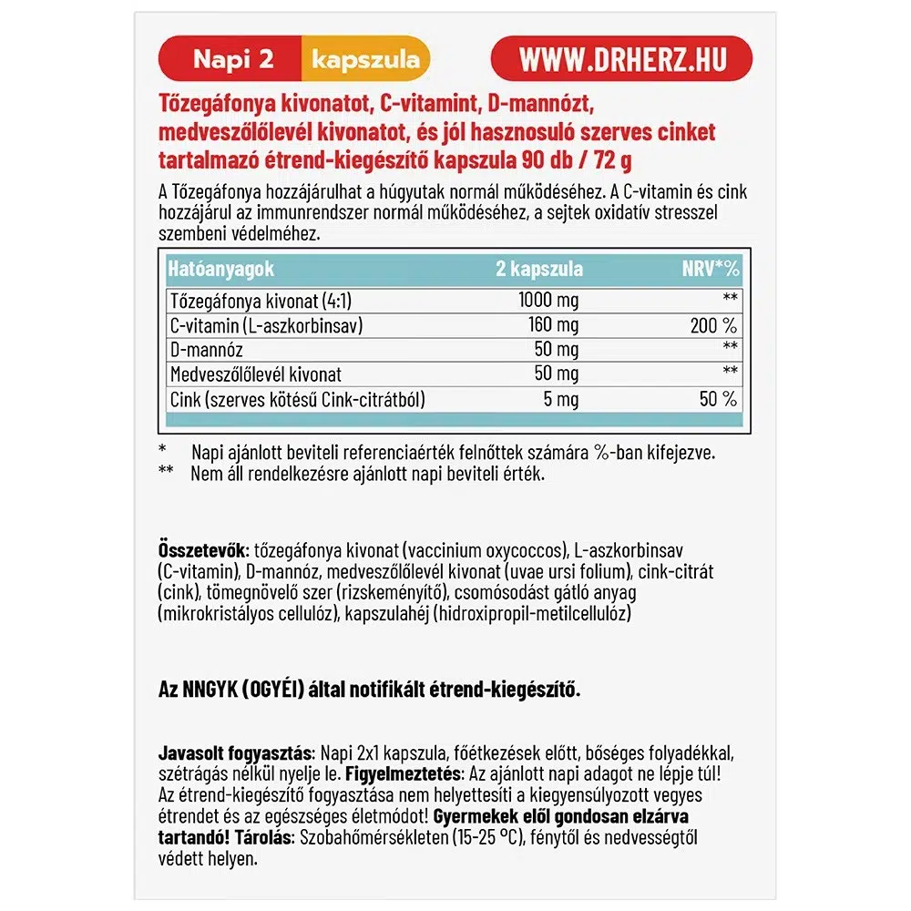 Dr. Herz Tőzegáfonya kivonat 1000mg XL kapszula Dr. Herz Tőzegáfonya kivonat 1000mg XL kapszula