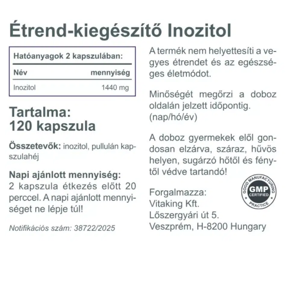 VitaKing Inozitol kapszula - 120 VitaKing Inozitol kapszula - 120