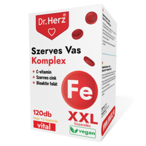Dr. Herz Szerves Vas komplex+C-vitamin+Szerves Cink+Folát XXL kapszula - 120db