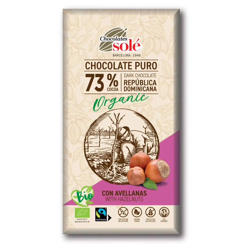 Chocolates Solé 73% Bio Mogyorós Étcsokoládé - 150g Chocolates Solé 73% Bio Mogyorós Étcsokoládé - 150g