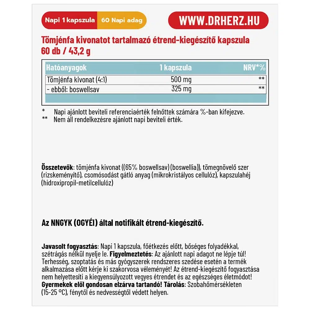 Dr. Herz Tömjénfa kivonat kapszula Dr. Herz Tömjénfa kivonat kapszula