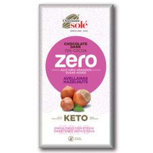 Chocolates Solé ZERO Cukormentes 72% Mogyorós Étcsokoládé - 100g