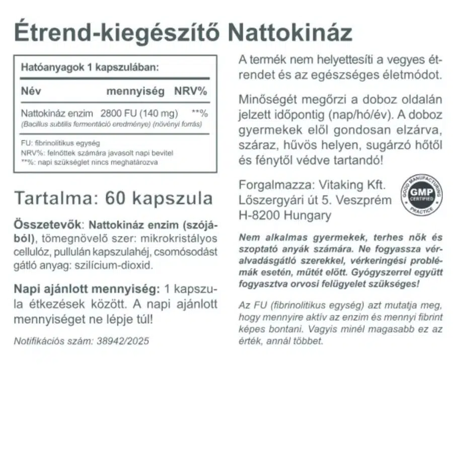 Vitaking Nattokináz Enzim kapszula Vitaking Nattokináz Enzim kapszula