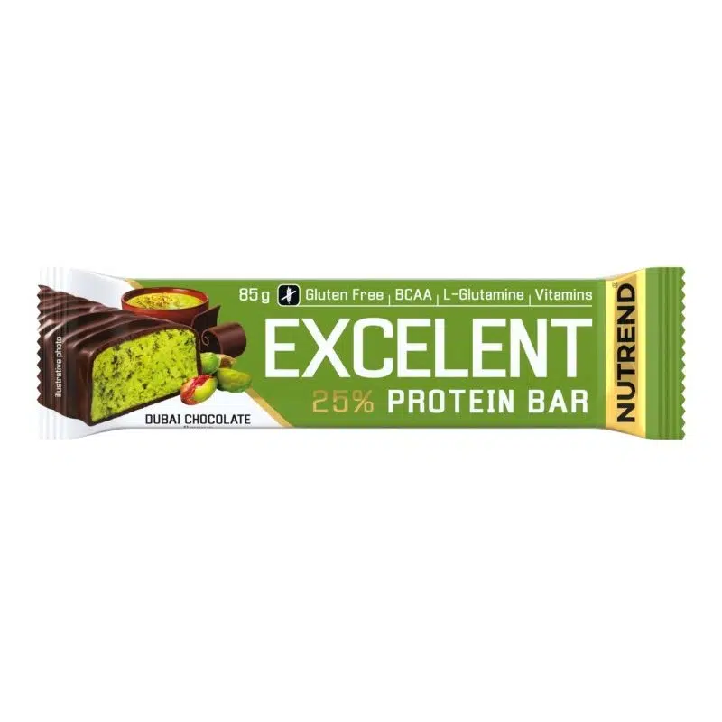NUTREND Excelent 25% protein bar-fehérje szelet Dubai Chocolate 85g NUTREND Excelent 25% protein bar-fehérje szelet Dubai Chocolate 85g