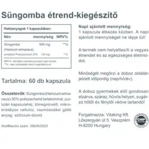 Vitaking Süngomba kapszula - 60db - Image 4 Vitaking Süngomba kapszula - 60db - Image 4