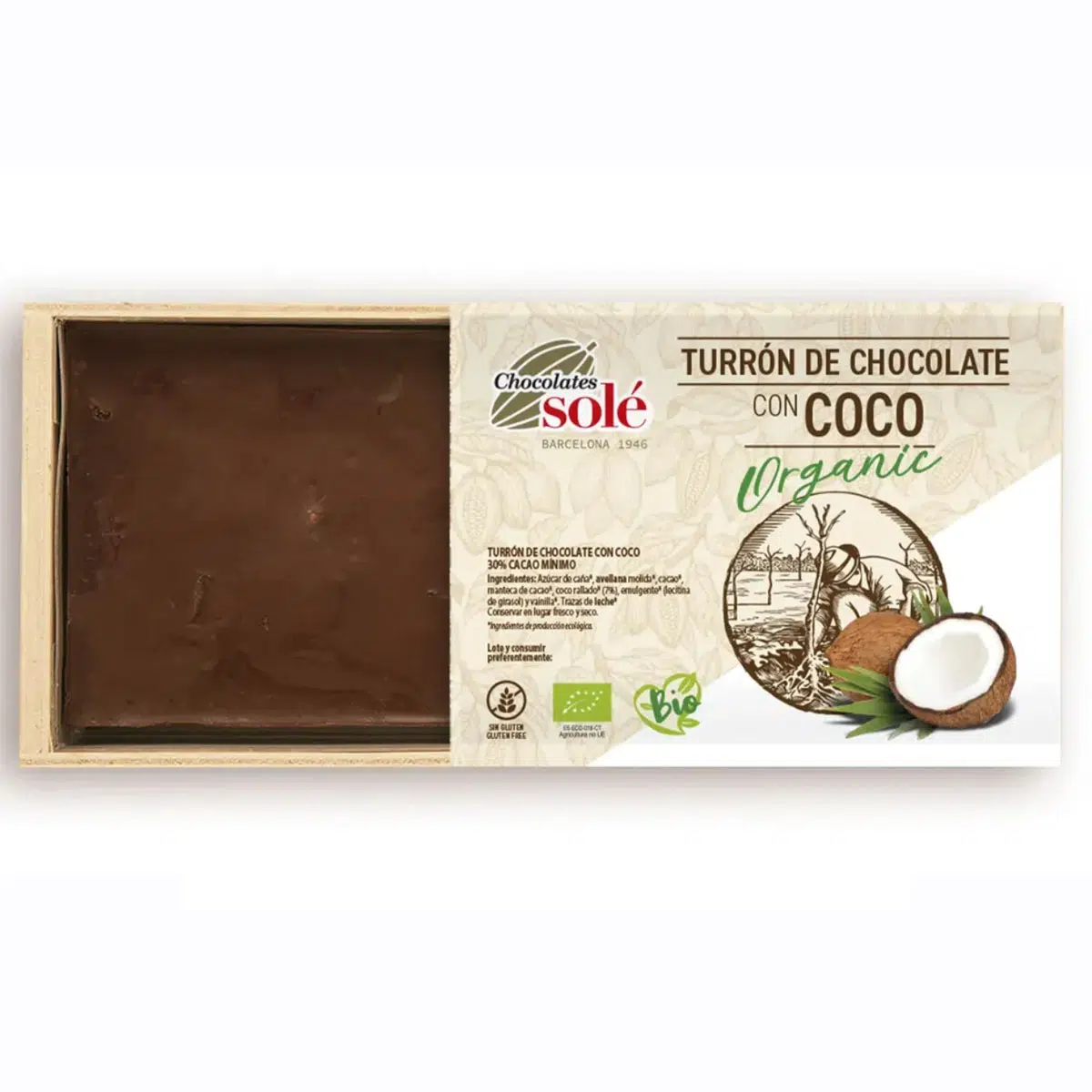 Chocolates Solé Bio csokoládés Nugát kókusszal - 200g Chocolates Solé Bio csokoládés Nugát kókusszal - 200g