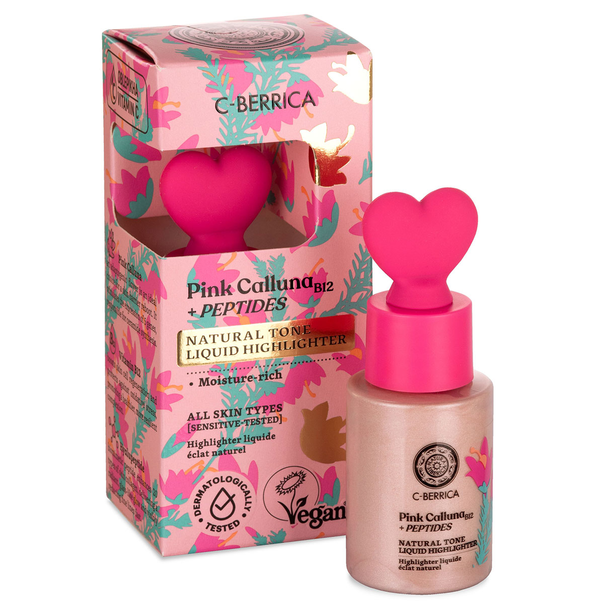 Natura Siberica C-Berrica Pink Calluna Természetes tónusú folyékony highlighter – 30ml