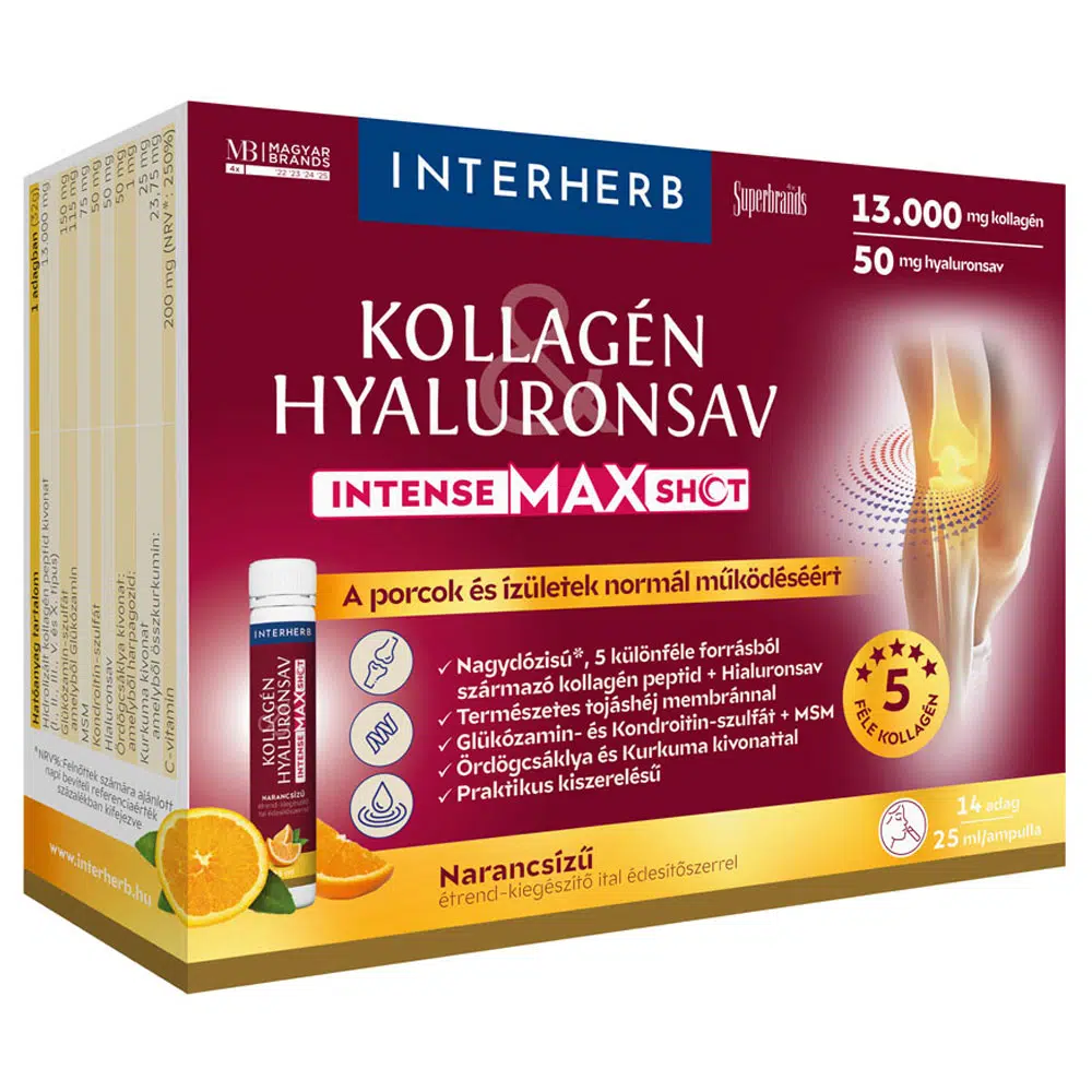 Interherb Kollagén Hyaluronsav Intense MAX Shot - 14 ampulla Interherb Kollagén Hyaluronsav Intense MAX Shot - 14 ampulla