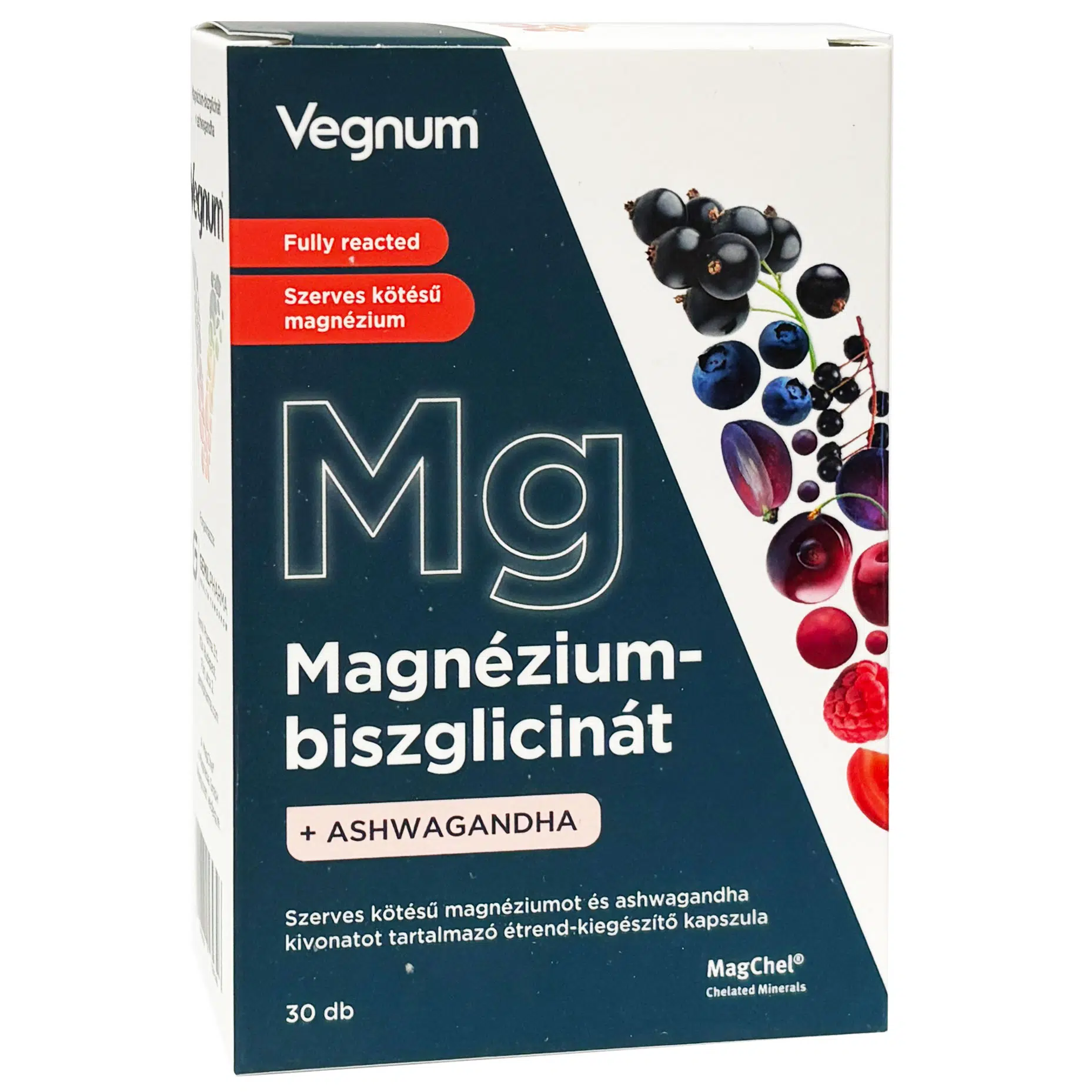 Vegnum Magnézium-biszglicinát + Ashwagandha kivonat kapszula - 30db Vegnum Magnézium-biszglicinát + Ashwagandha kivonat kapszula - 30db