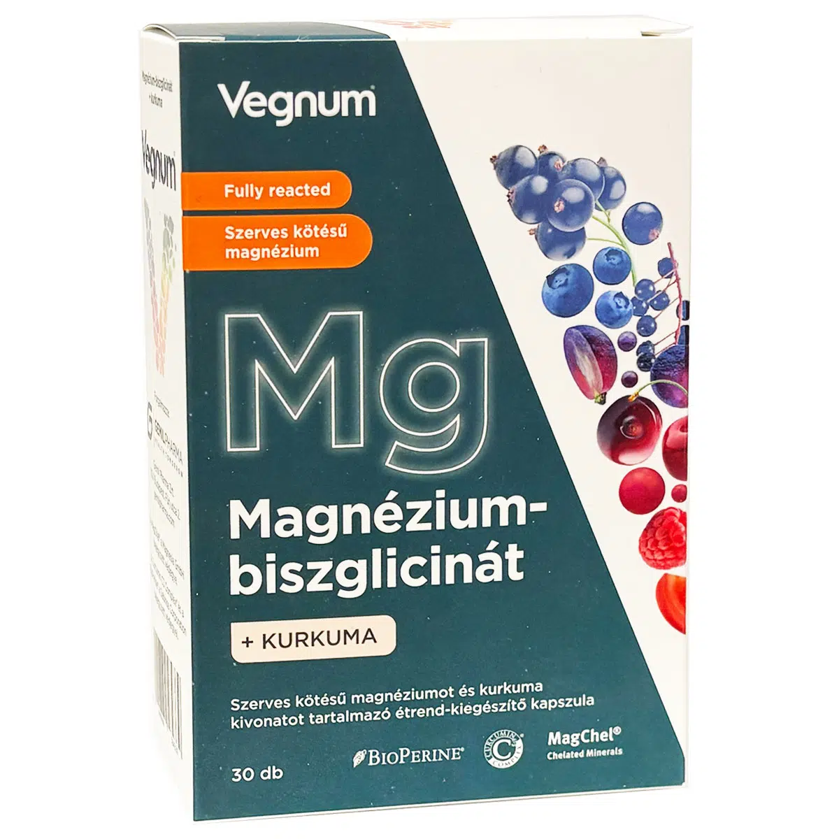 Vegnum Magnézium-biszglicinát + Kurkuma kivonat kapszula - 30db Vegnum Magnézium-biszglicinát + Kurkuma kivonat kapszula - 30db
