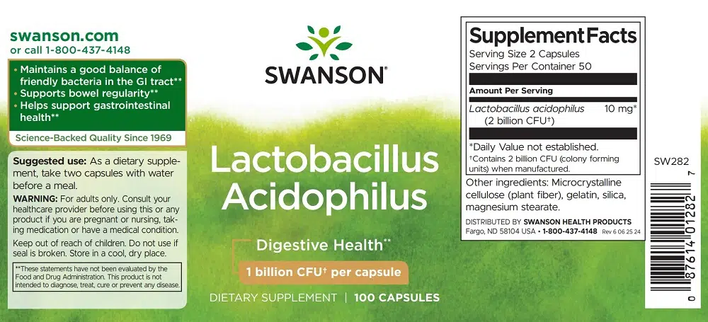 Swanson Lactobacillus Acidophilus kapszula - 100db - Image 2 Swanson Lactobacillus Acidophilus kapszula - 100db - Image 2