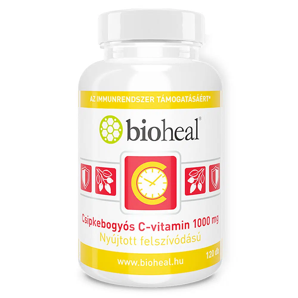 Bioheal C-vitamin 1000mg + csipkebogyó tabletta nyújtott felszívódással filmtabletta - 120db Bioheal C-vitamin 1000mg + csipkebogyó tabletta nyújtott felszívódással filmtabletta - 120db