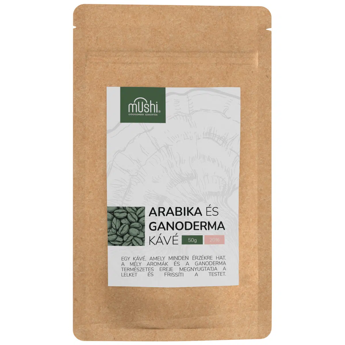 Mushi Arabica és Ganoderma instant kávé (20% pecsétviaszgomba) 50 g Mushi Arabica és Ganoderma instant kávé (20% pecsétviaszgomba) 50 g