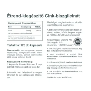 Vitaking Cink Biszglicinát kapszula - 120db