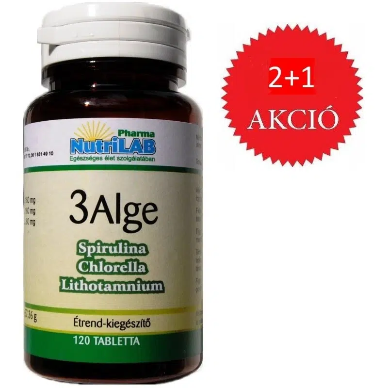 Nutrilab 3 Alge - Spirulina, Chlorella és Vörös alga kapszula 2+1 AKCIÓ - 3x120db Nutrilab 3 Alge - Spirulina, Chlorella és Vörös alga kapszula 2+1 AKCIÓ - 3x120db