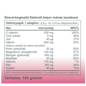Vitaking Elektrolit málna ízű italpor - 145g - Image 3 Vitaking Elektrolit málna ízű italpor - 145g - Image 3