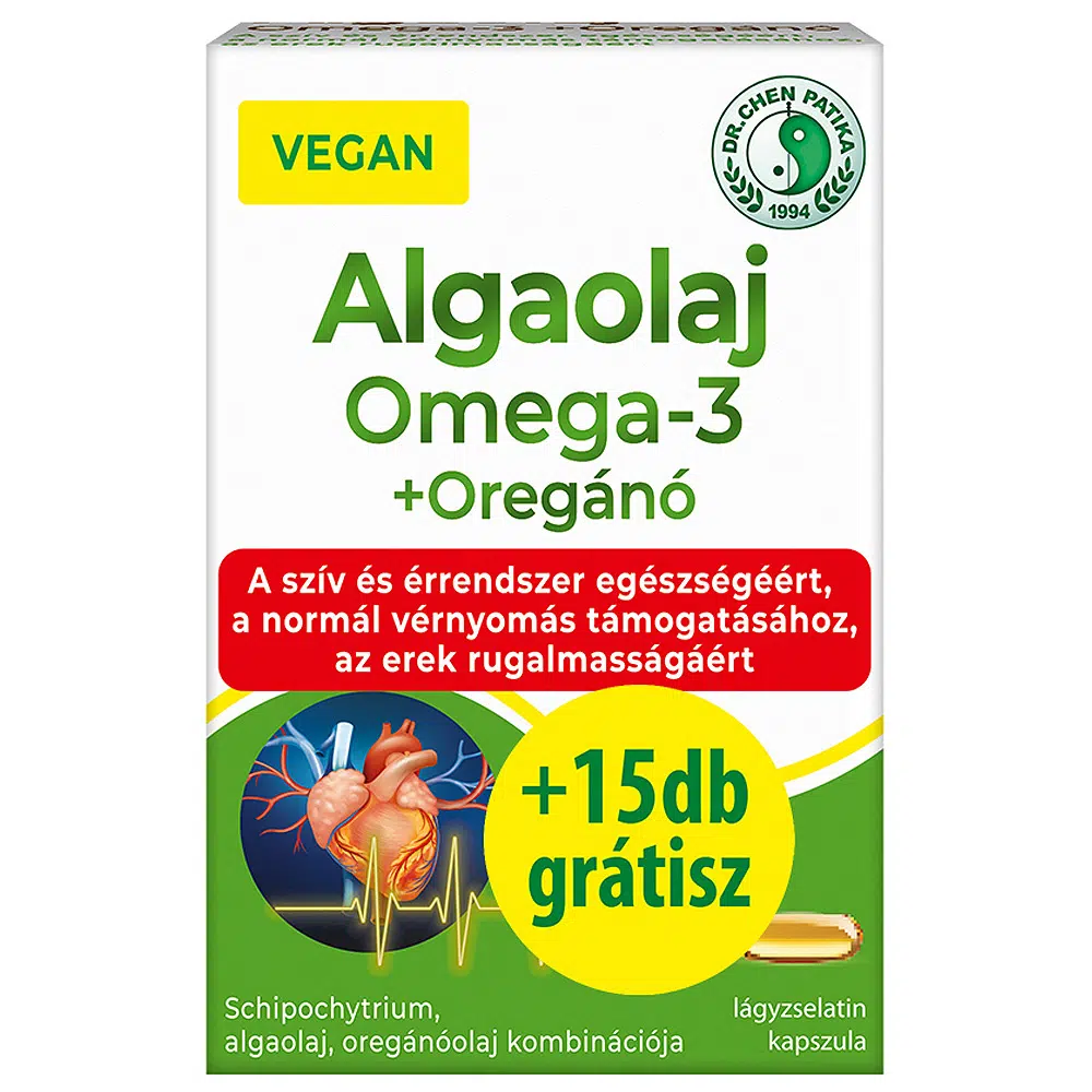Dr. Chen Vegán Algaolaj Omega-3 Plusz Oregánó kapszula - 30db Dr. Chen Vegán Algaolaj Omega-3 Plusz Oregánó kapszula - 30db