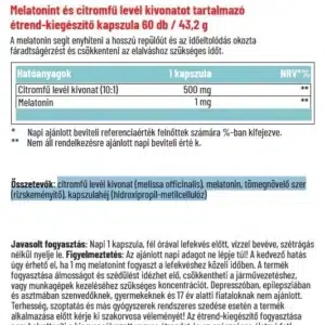 Dr. Herz Melatonin 1 mg + Citromfű levél kivonat kapszula Dr. Herz Melatonin 1 mg + Citromfű levél kivonat kapszula